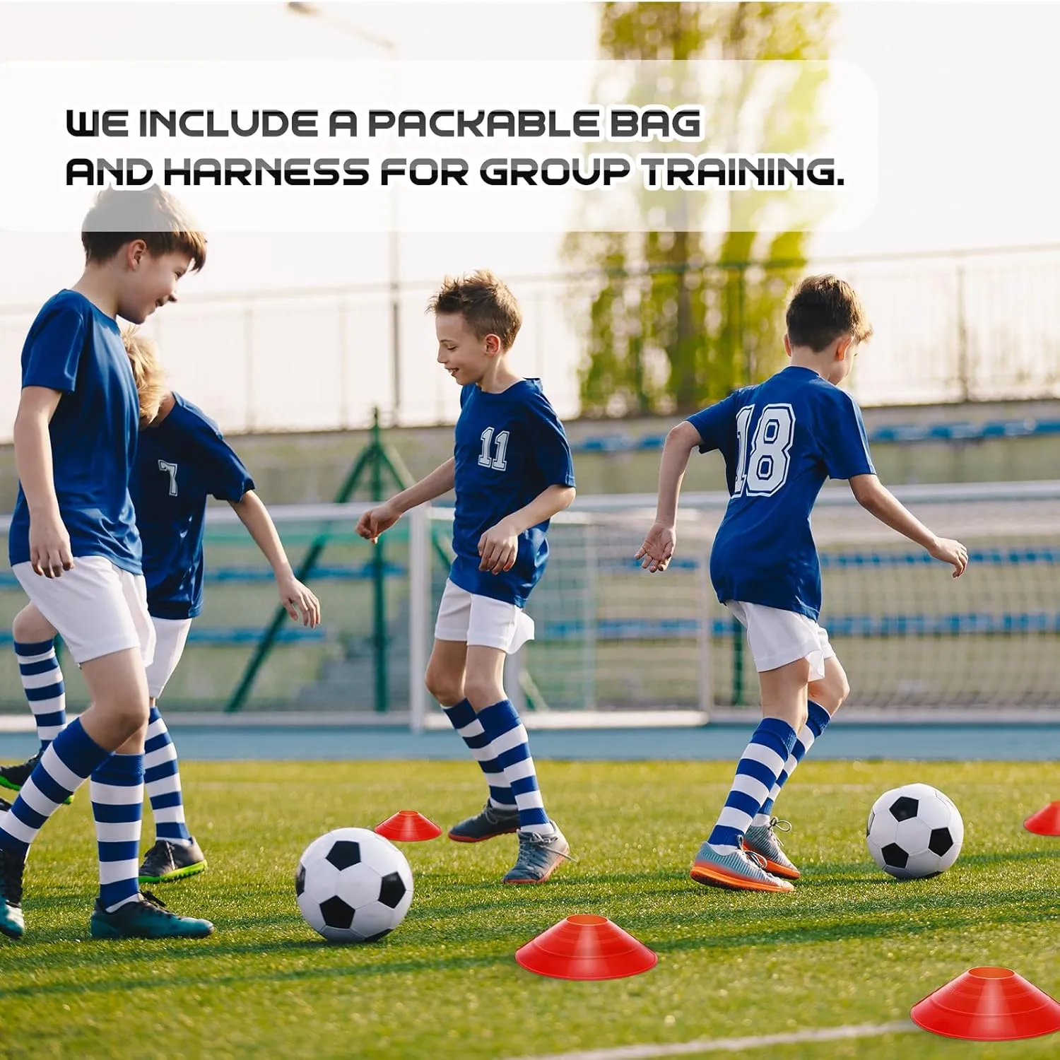100 Pcs Soccer Training Cones Kit Field Pro Disc Cones with Strap Carry Bag Agility Sports Drill Cones for Gym Practice