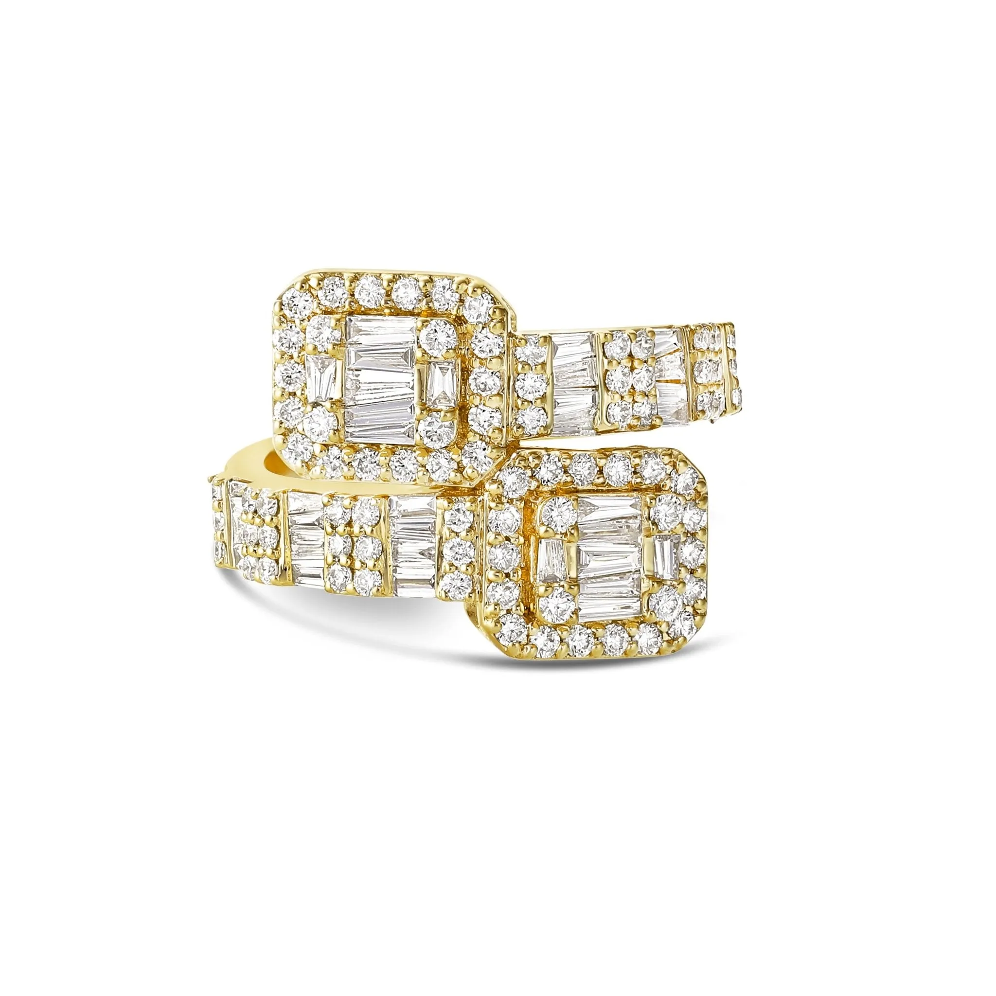 10K Gold 6.07ct Square Accent Baguette Diamond Wrap Ring