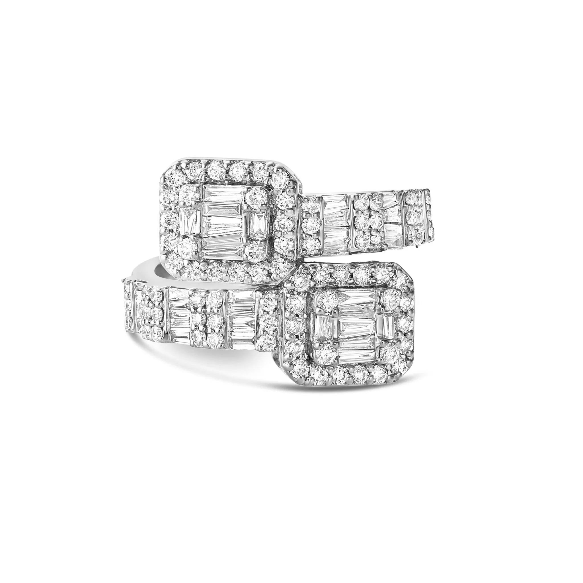 10K Gold 6.07ct Square Accent Baguette Diamond Wrap Ring