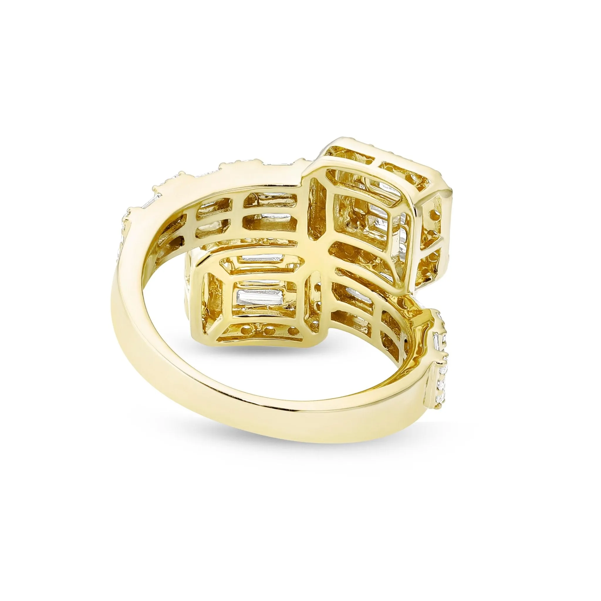 10K Gold 6.07ct Square Accent Baguette Diamond Wrap Ring
