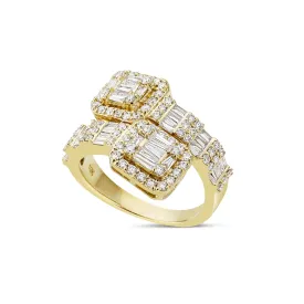10K Gold 6.07ct Square Accent Baguette Diamond Wrap Ring