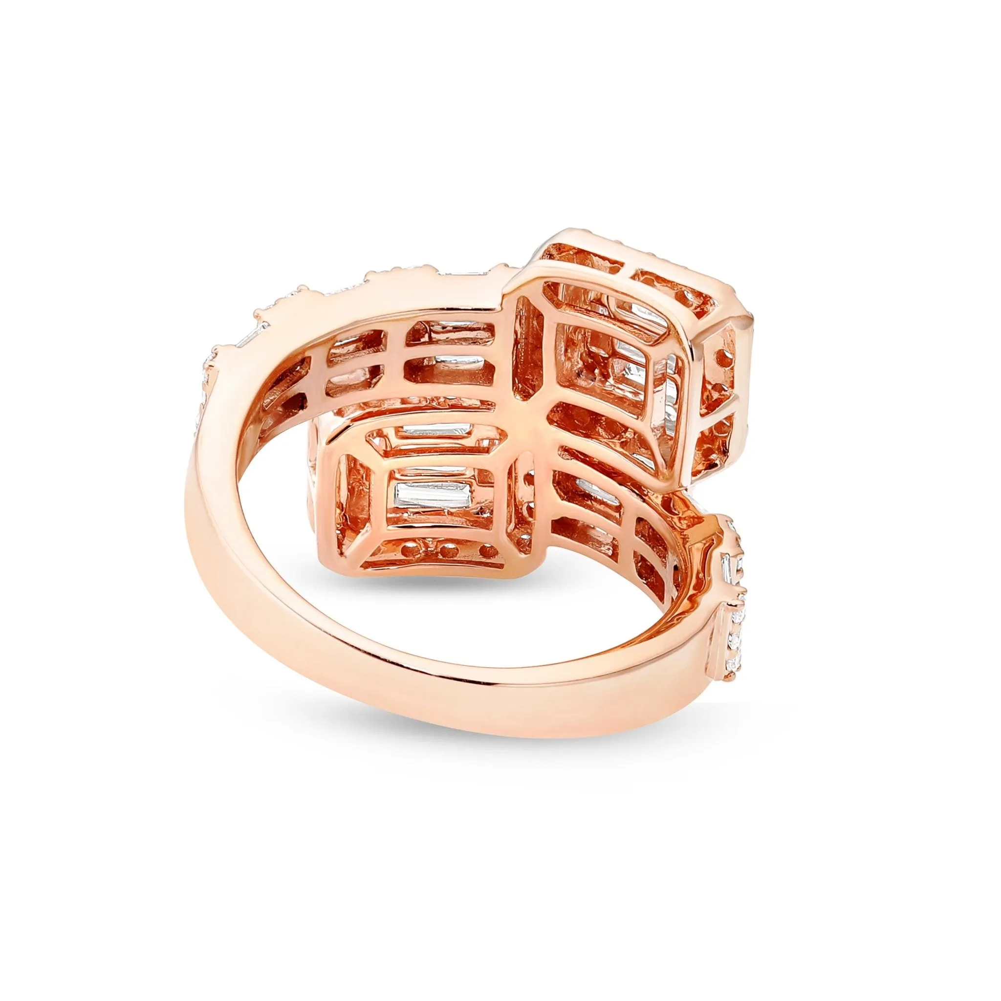 10K Gold 6.07ct Square Accent Baguette Diamond Wrap Ring