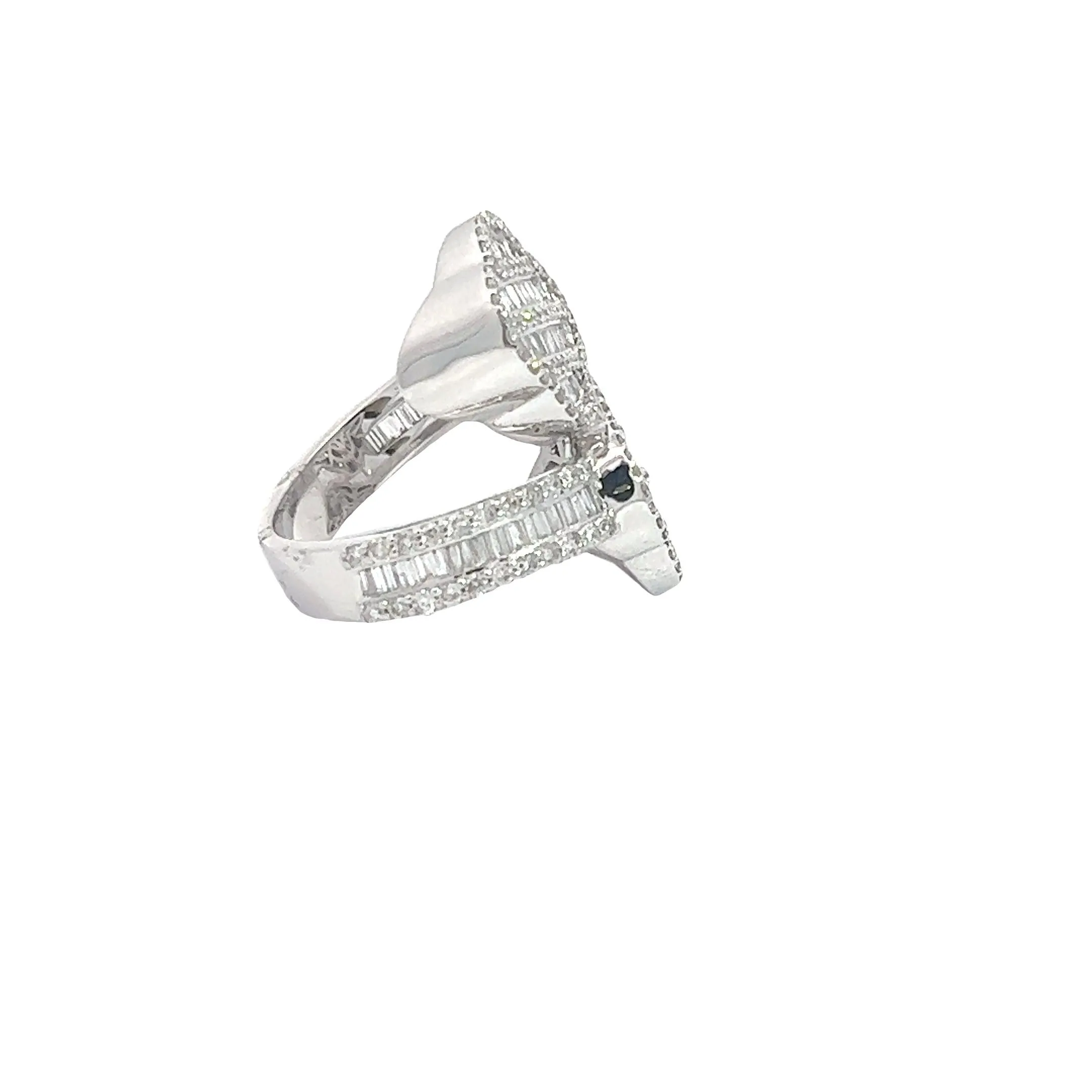 10K GOLD ROUND AND BAGUETTE DIAMOND CLOVER BYPASS RING 1.77 CT