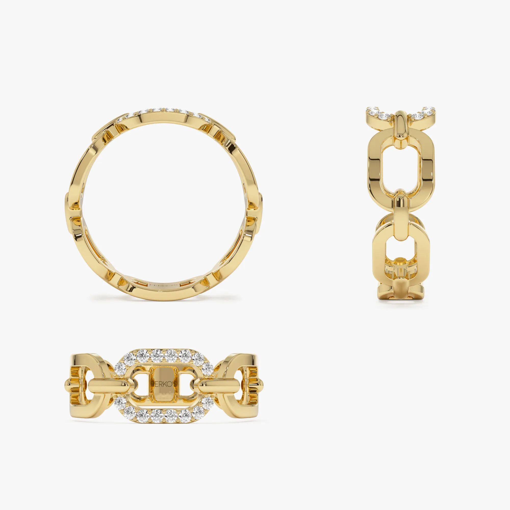 14k Diamond Buckle Chain Ring