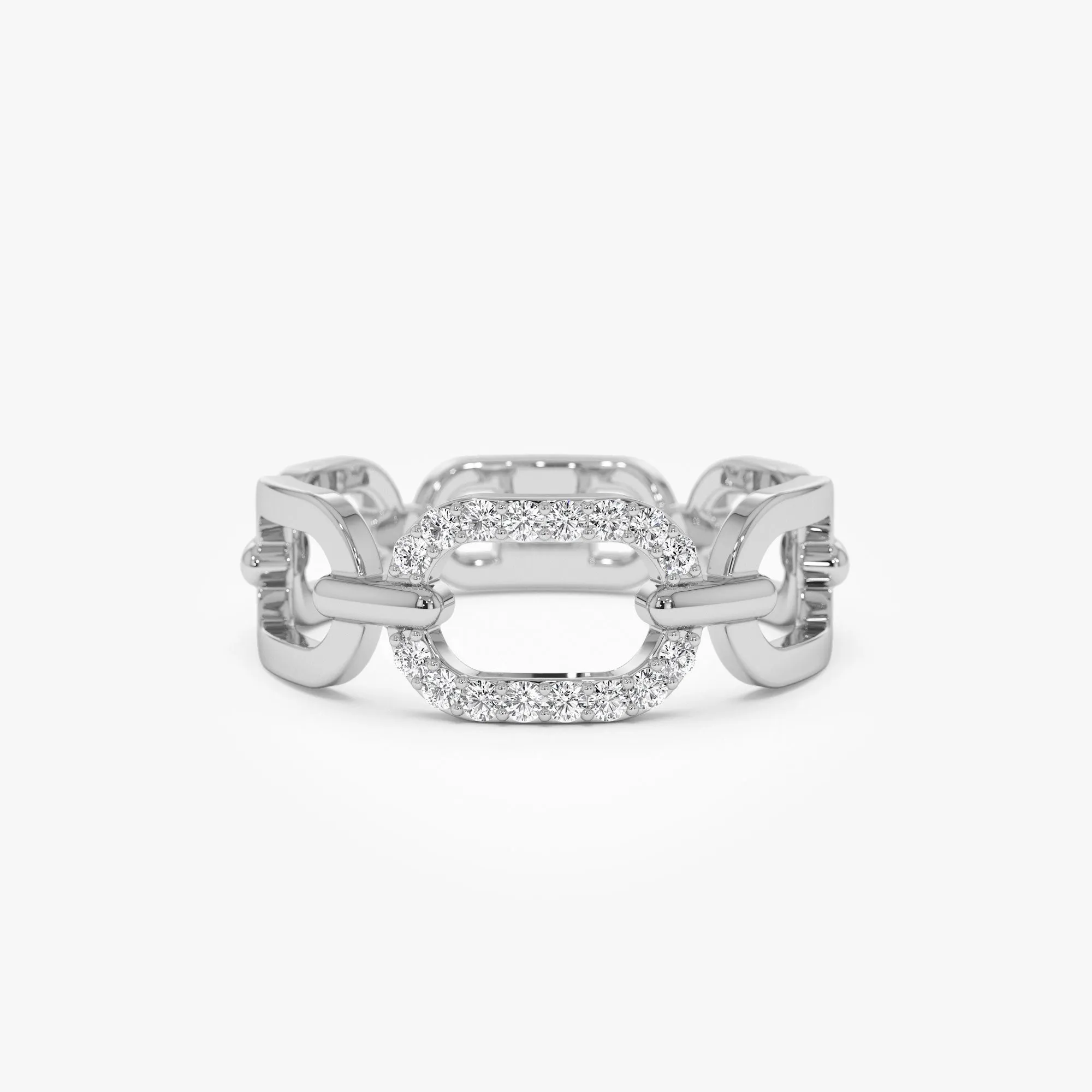 14k Diamond Buckle Chain Ring