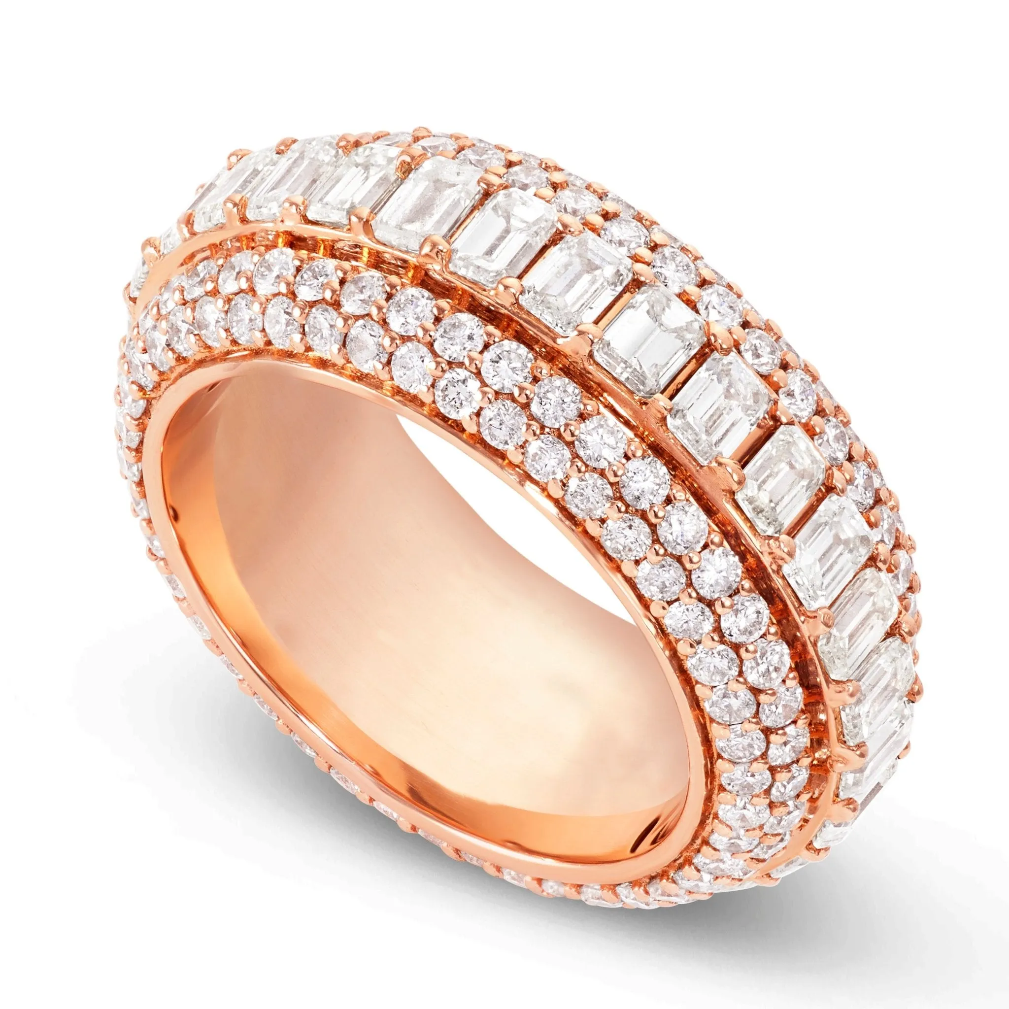 14K Gold 10.50ct Emerald Diamond Eternity Ring