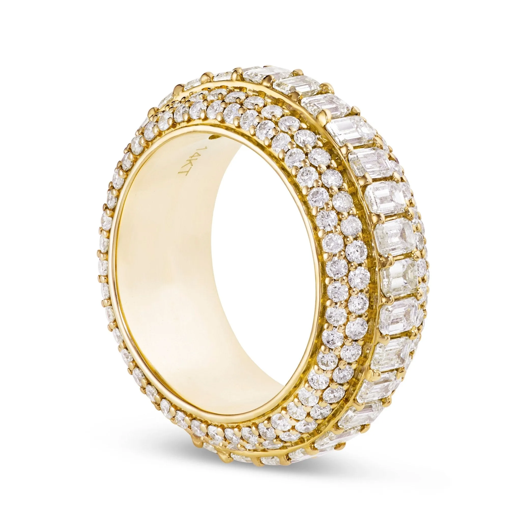 14K Gold 10.50ct Emerald Diamond Eternity Ring