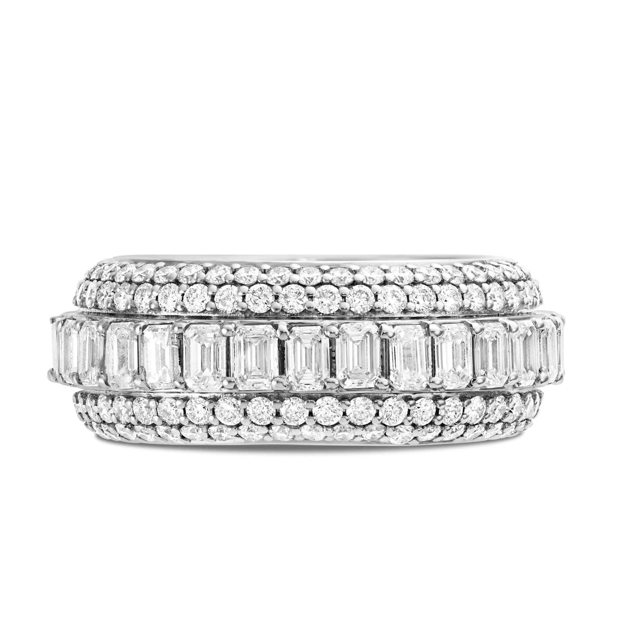 14K Gold 10.50ct Emerald Diamond Eternity Ring