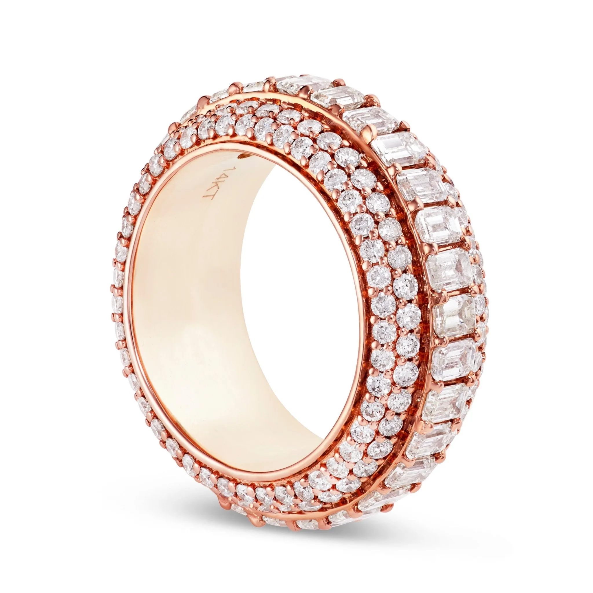 14K Gold 10.50ct Emerald Diamond Eternity Ring