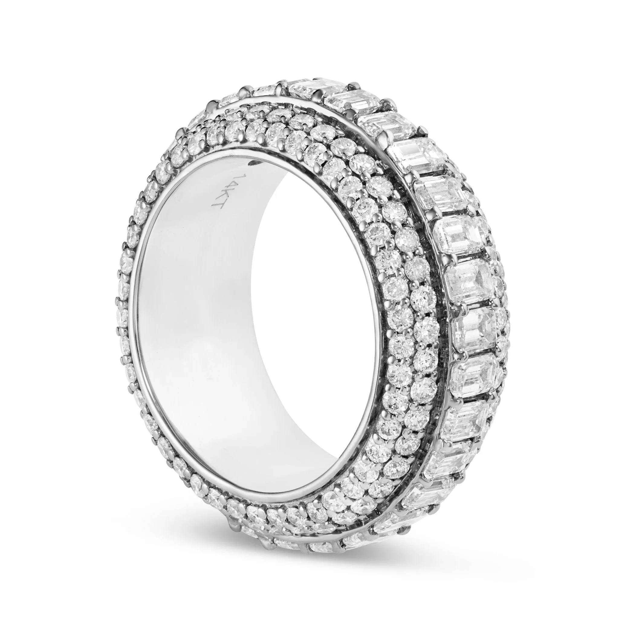 14K Gold 10.50ct Emerald Diamond Eternity Ring