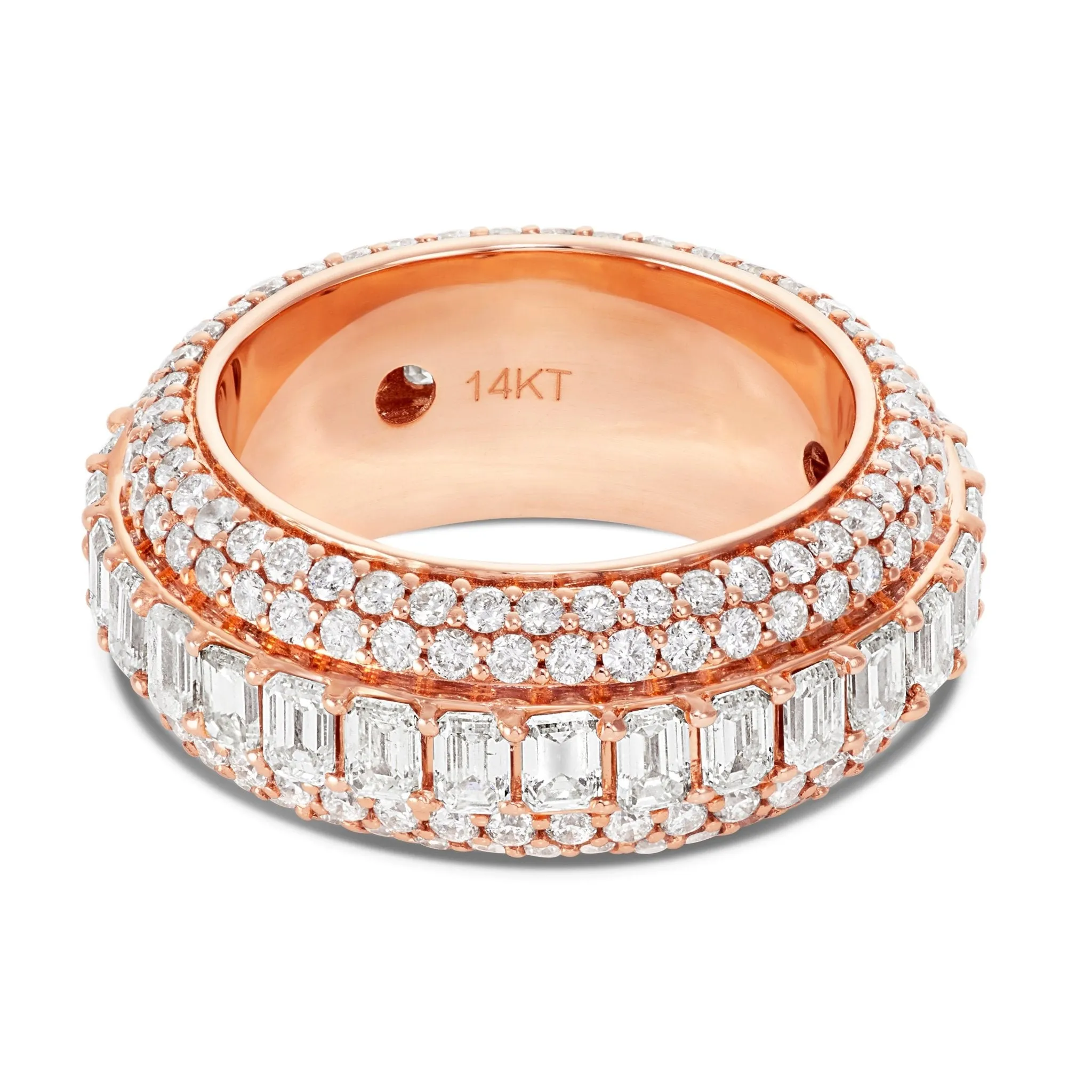 14K Gold 10.50ct Emerald Diamond Eternity Ring