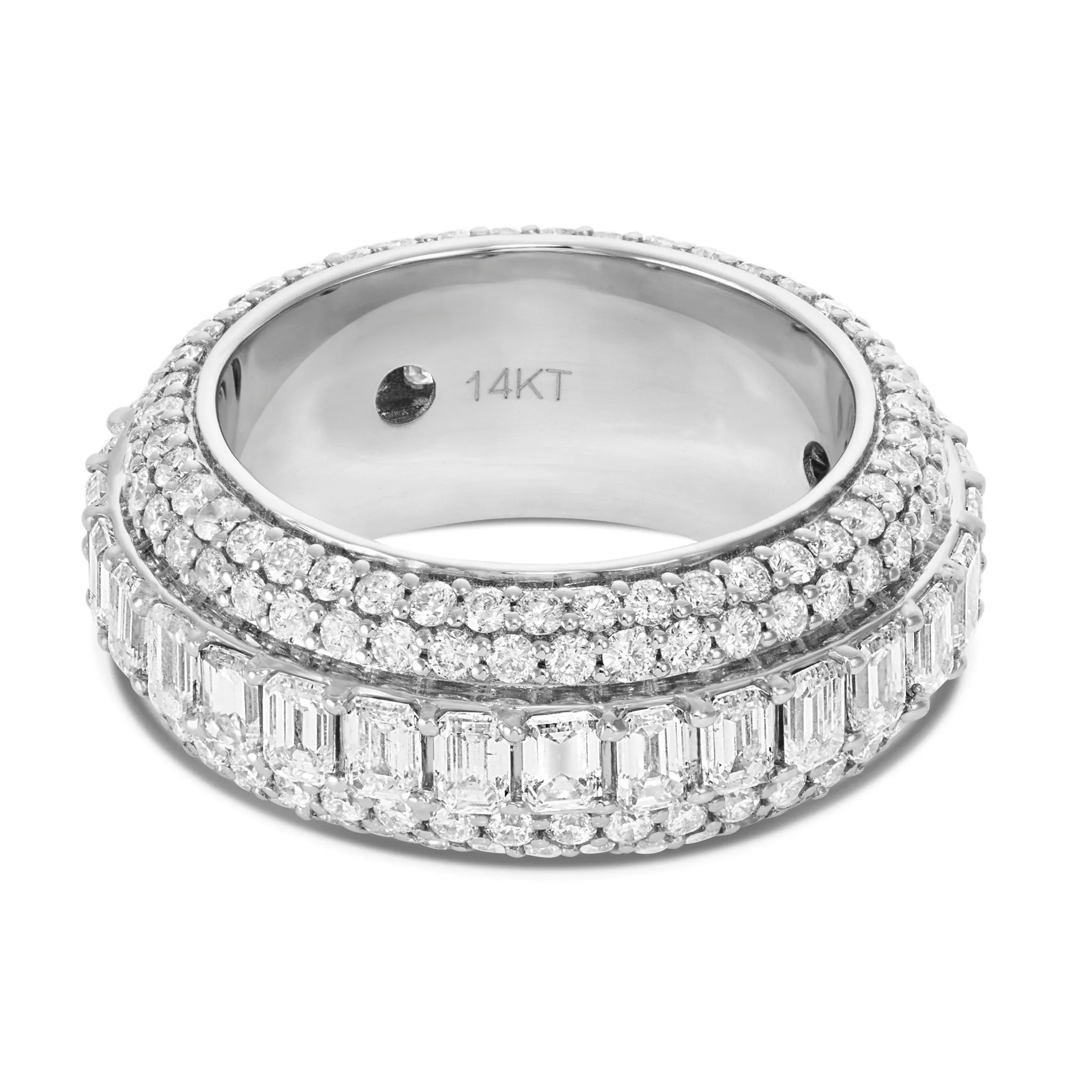 14K Gold 10.50ct Emerald Diamond Eternity Ring
