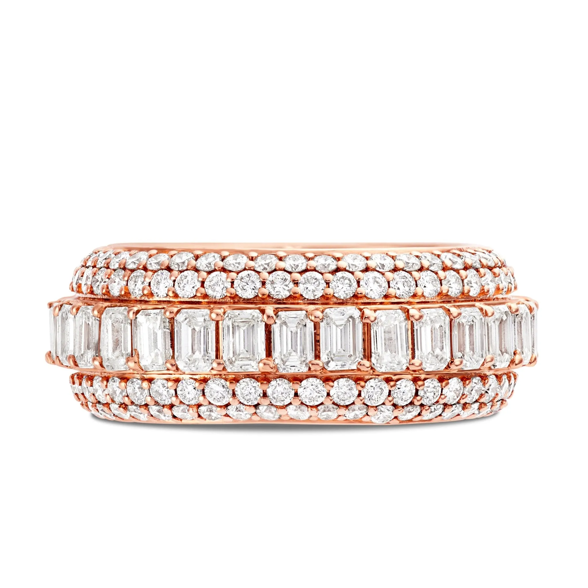 14K Gold 10.50ct Emerald Diamond Eternity Ring