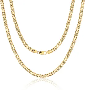 14K Gold Cuban Link Chain for Men Women, 3.5mm Choker Necklace for Gift Anniversary, Italian Craftsmanship Stackable 20 Inch