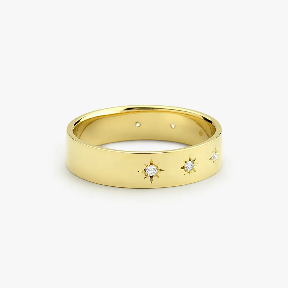 14K Gold Starburst Band