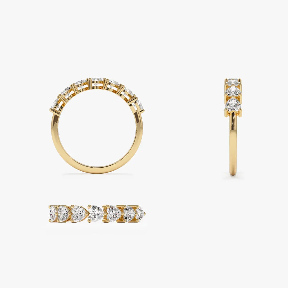 14k Heart Shape Horizontal Prong Setting Diamond Ring