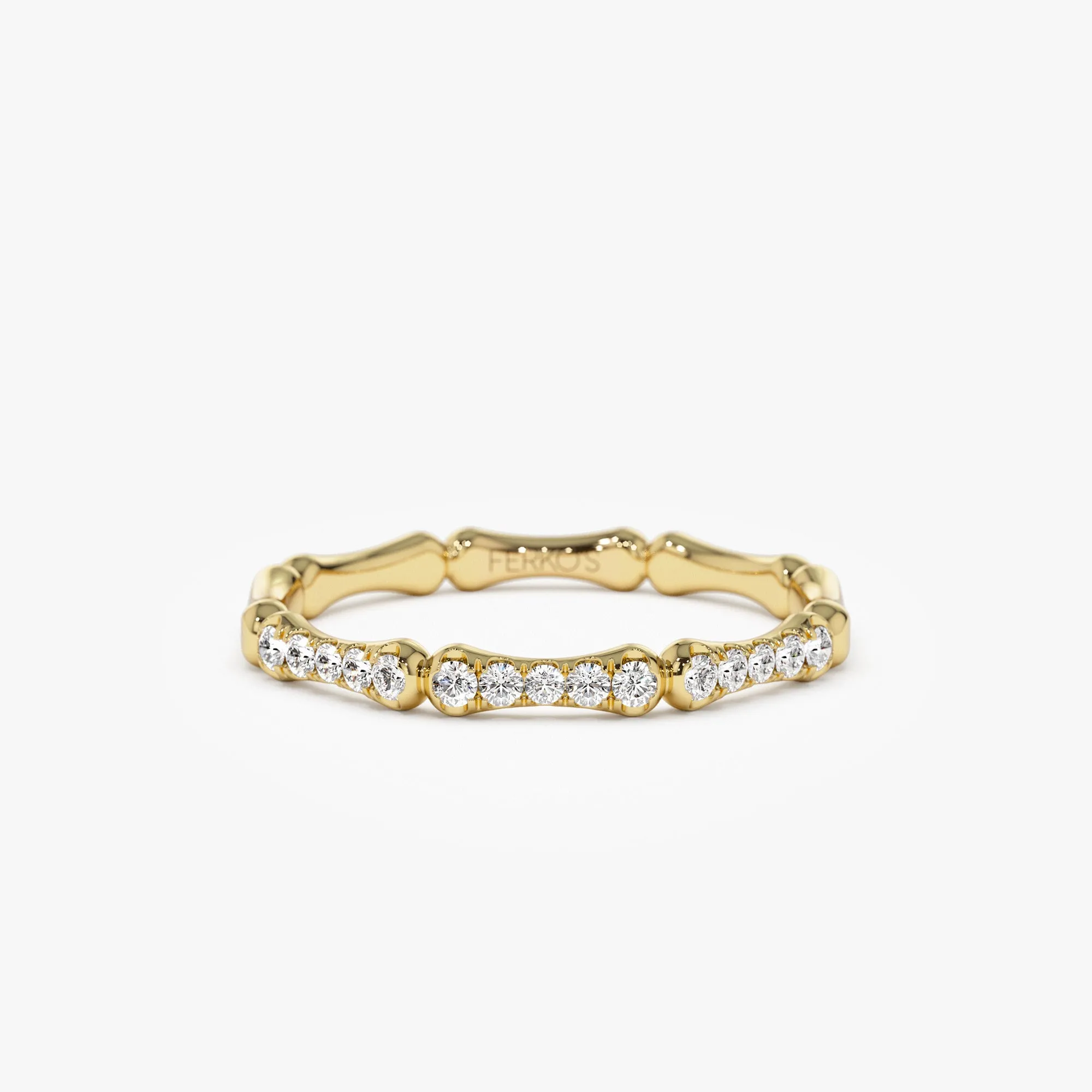 14k Pave Diamond Bamboo Ring