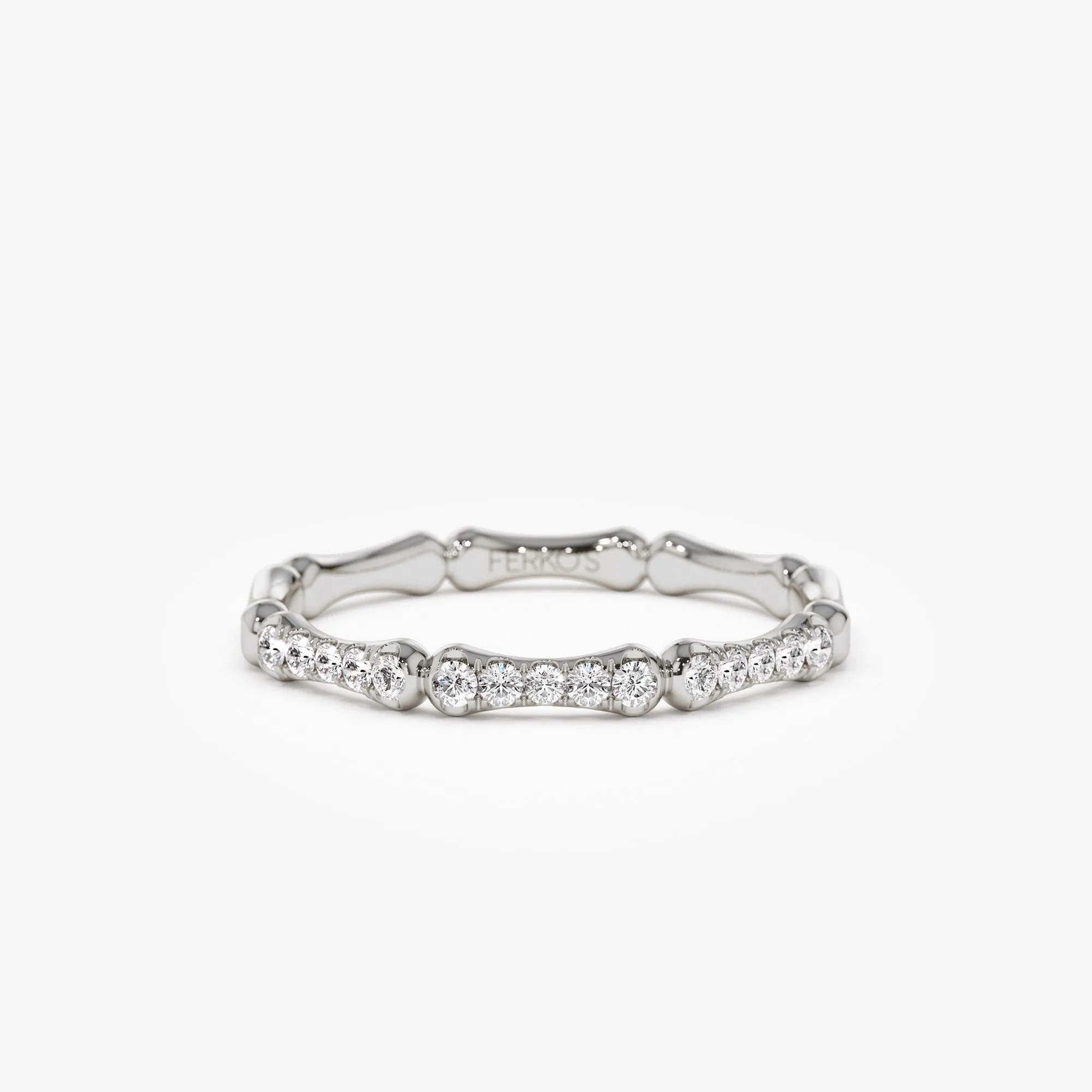 14k Pave Diamond Bamboo Ring