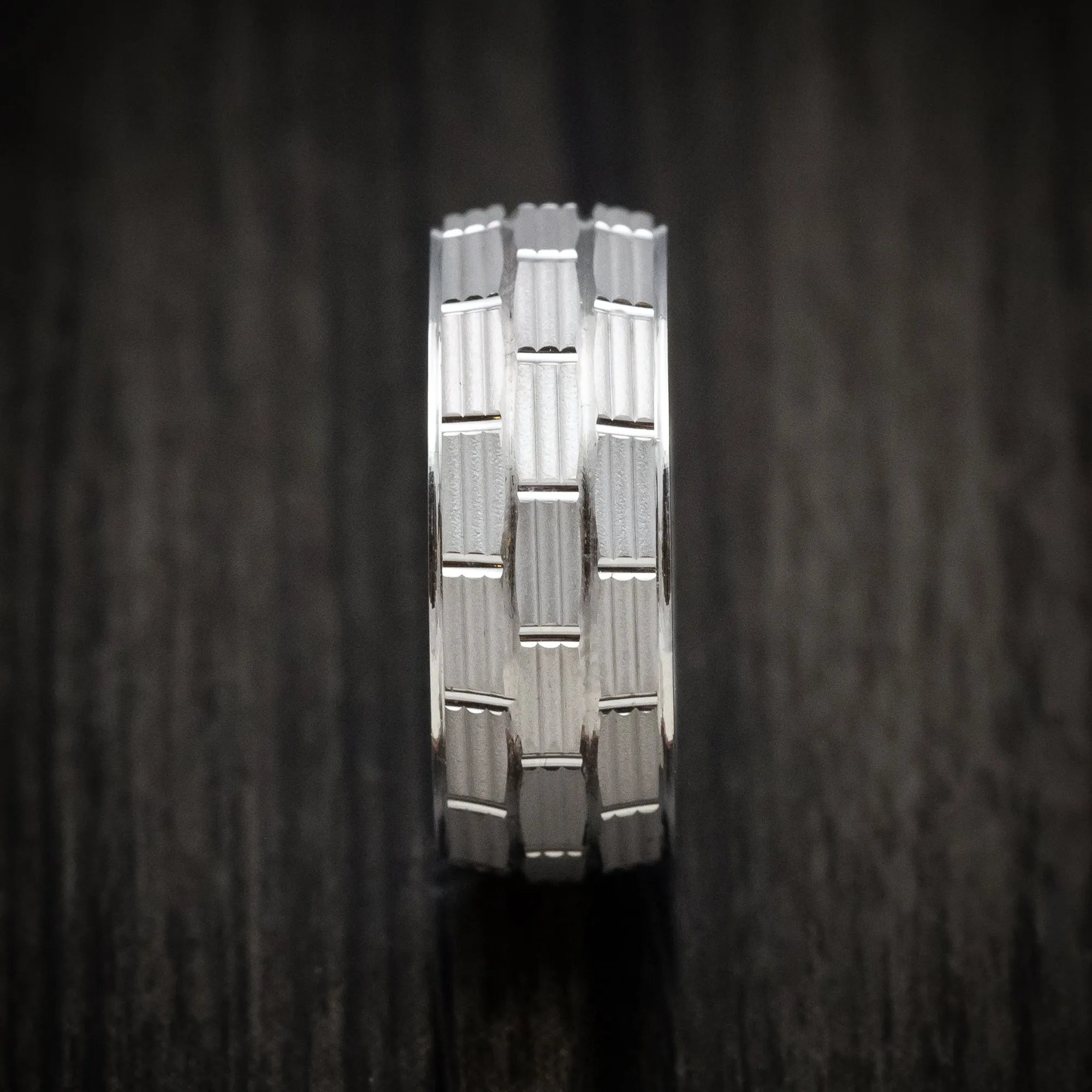 14K White Gold Men's Wedding Band Custom Made Ring