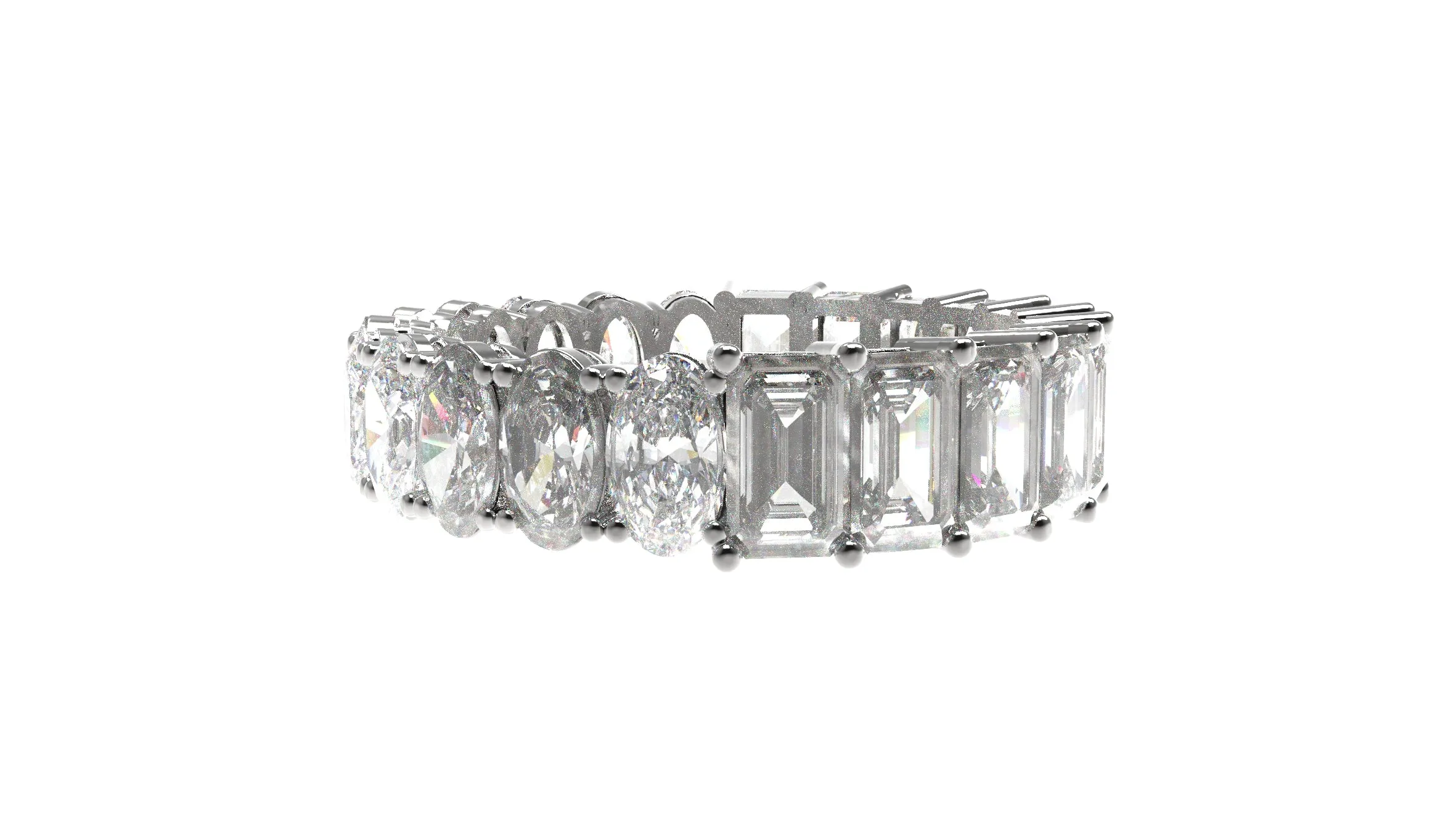 14k White Topaz Half N Half Bands