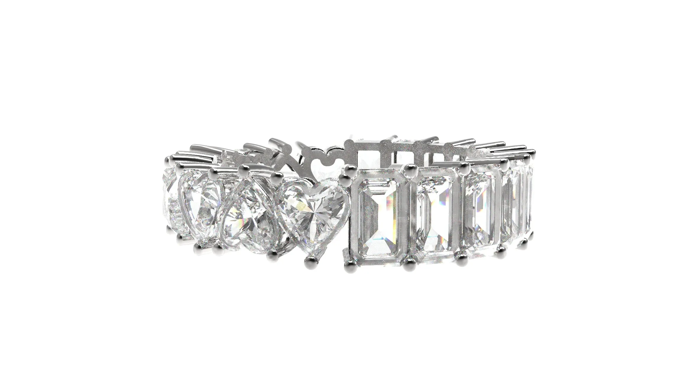 14k White Topaz Half N Half Bands