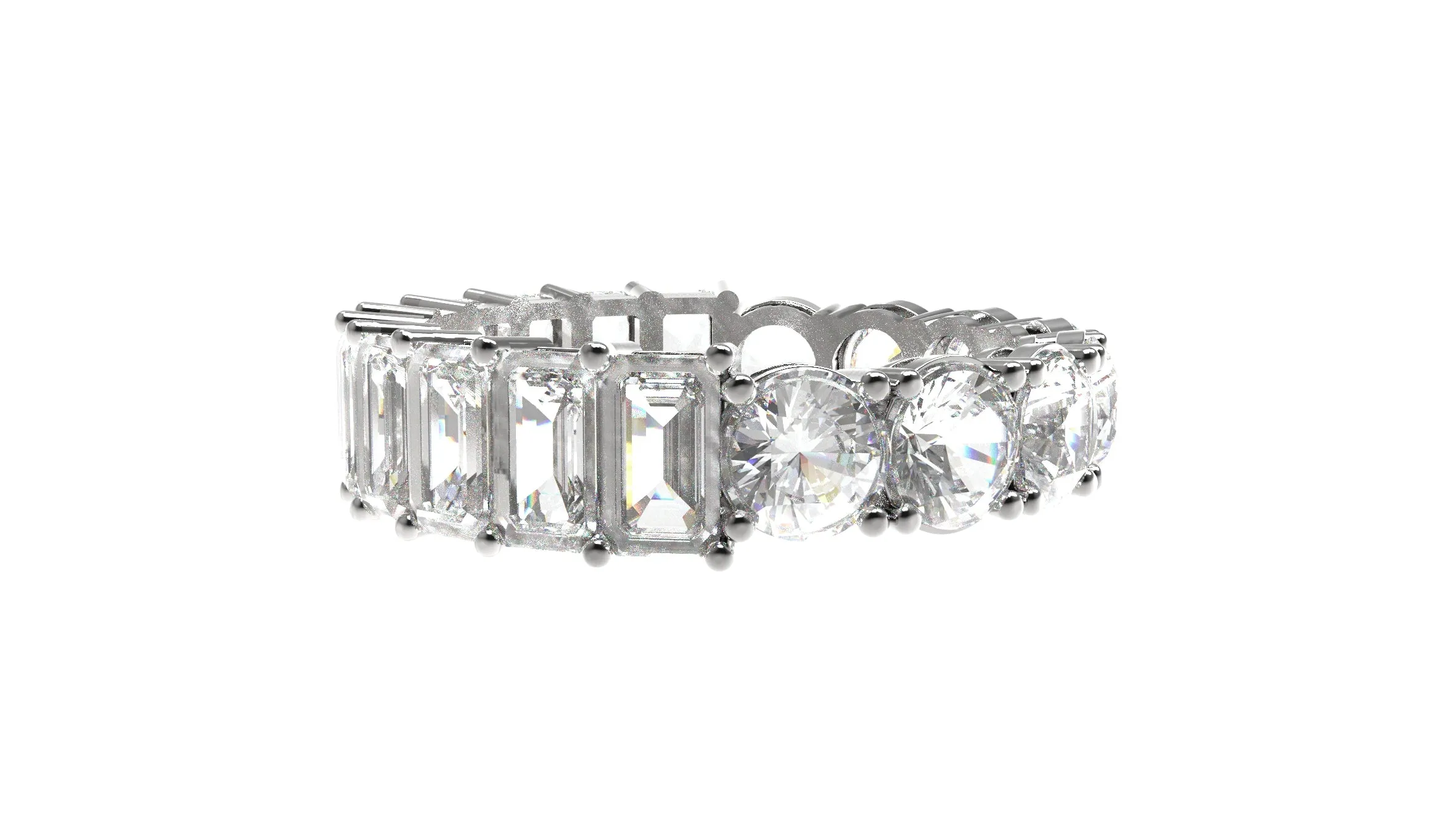 14k White Topaz Half N Half Bands