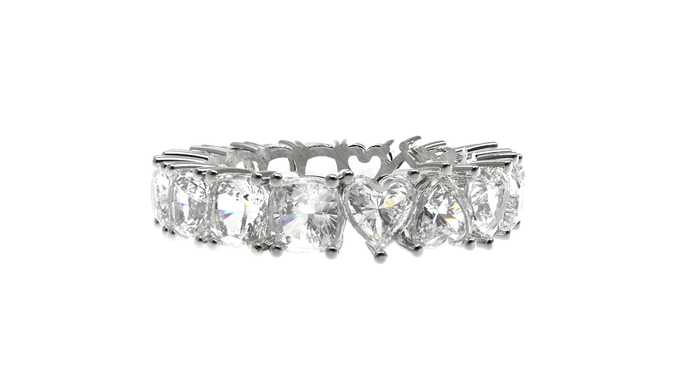 14k White Topaz Half N Half Bands