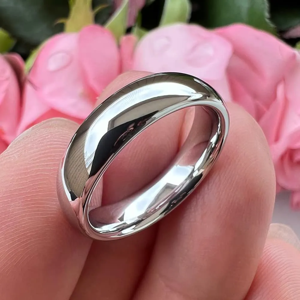 2mm 3mm 4mm 5mm 6mm 7mm 8mm 10mm White Tungsten Rings for Men Women Engagement Wedding Bands Domed Polished Shiny Comfort Fit