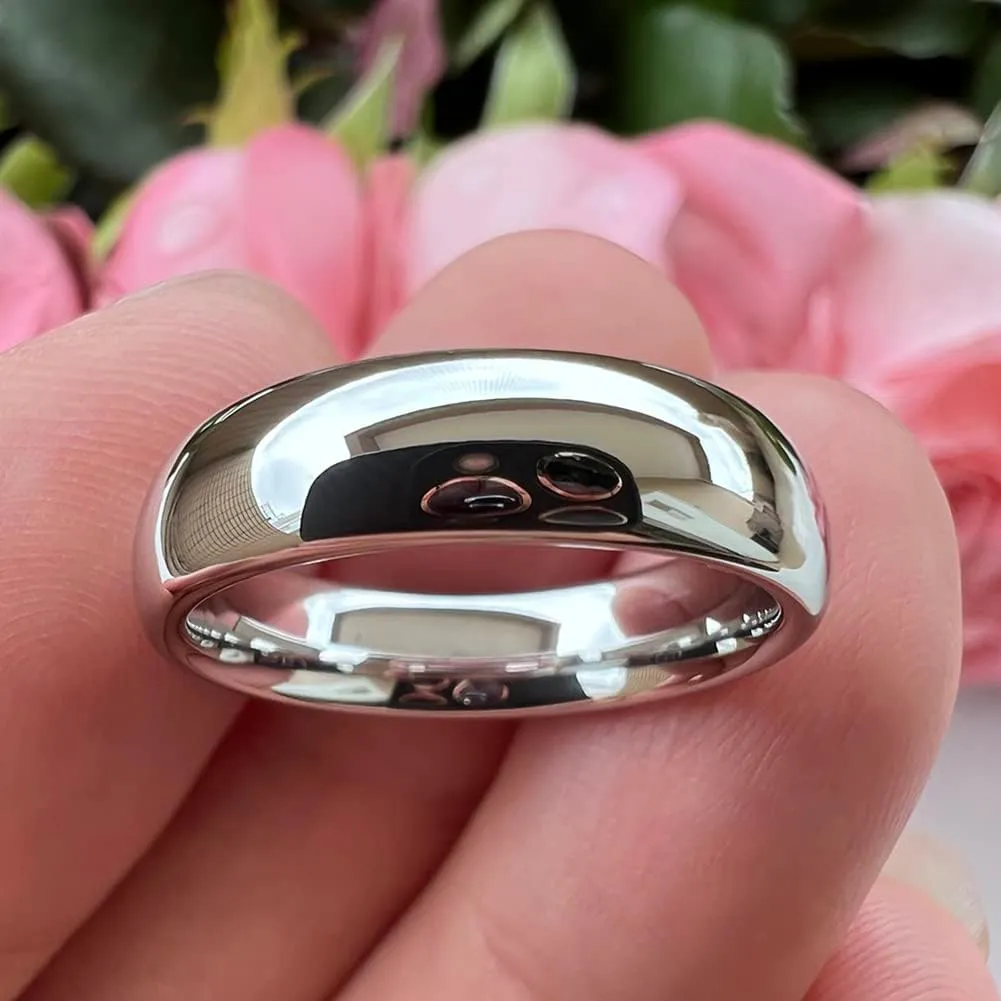 2mm 3mm 4mm 5mm 6mm 7mm 8mm 10mm White Tungsten Rings for Men Women Engagement Wedding Bands Domed Polished Shiny Comfort Fit