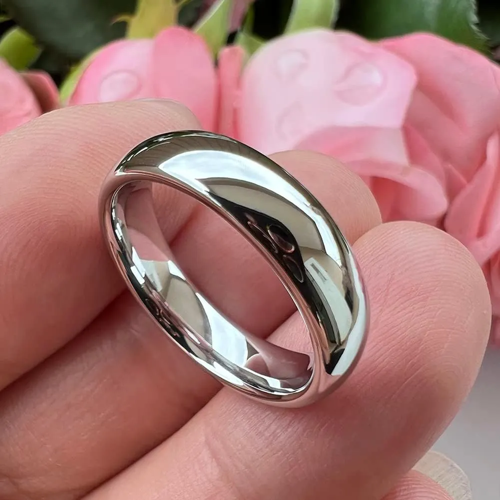2mm 3mm 4mm 5mm 6mm 7mm 8mm 10mm White Tungsten Rings for Men Women Engagement Wedding Bands Domed Polished Shiny Comfort Fit