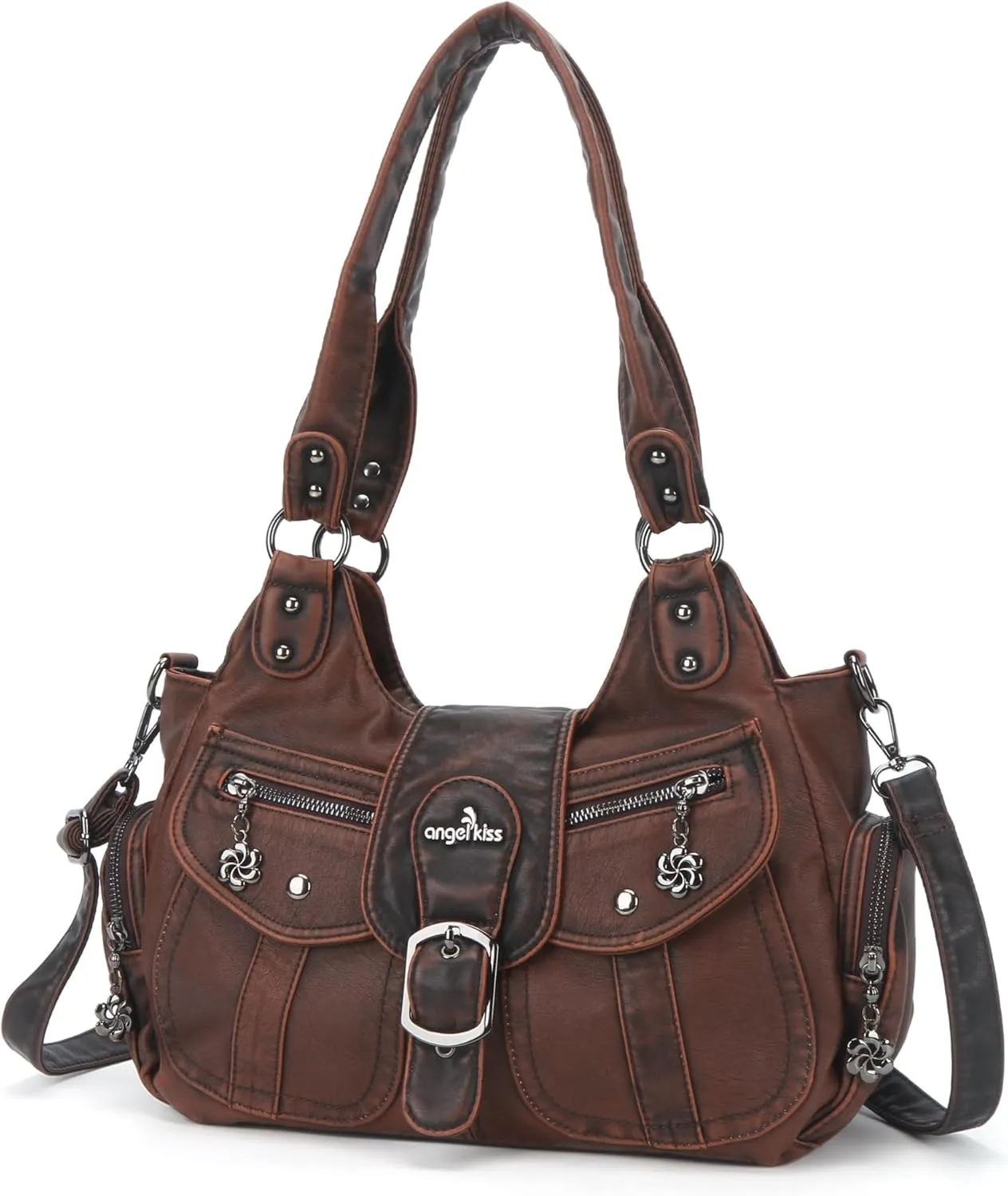 Angel Kiss Hobo Bags for Women Vegan Leather Shoulder Purses and Handbags Ladies Roomy Tote Bags Purse with Crossbody Strap