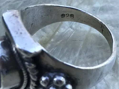 Antique Modernist 925 Sterling Silver Faceted Amethyst Ring Sz 8