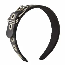 appuivbt Hair Hoop,Leather Buckle Headband PU Leather Headband Metal Buckle Headpiece Rock Headband