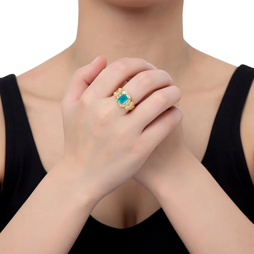 Aqua Topaz and CZ Statement Ring