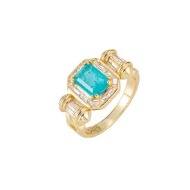 Aqua Topaz and CZ Statement Ring