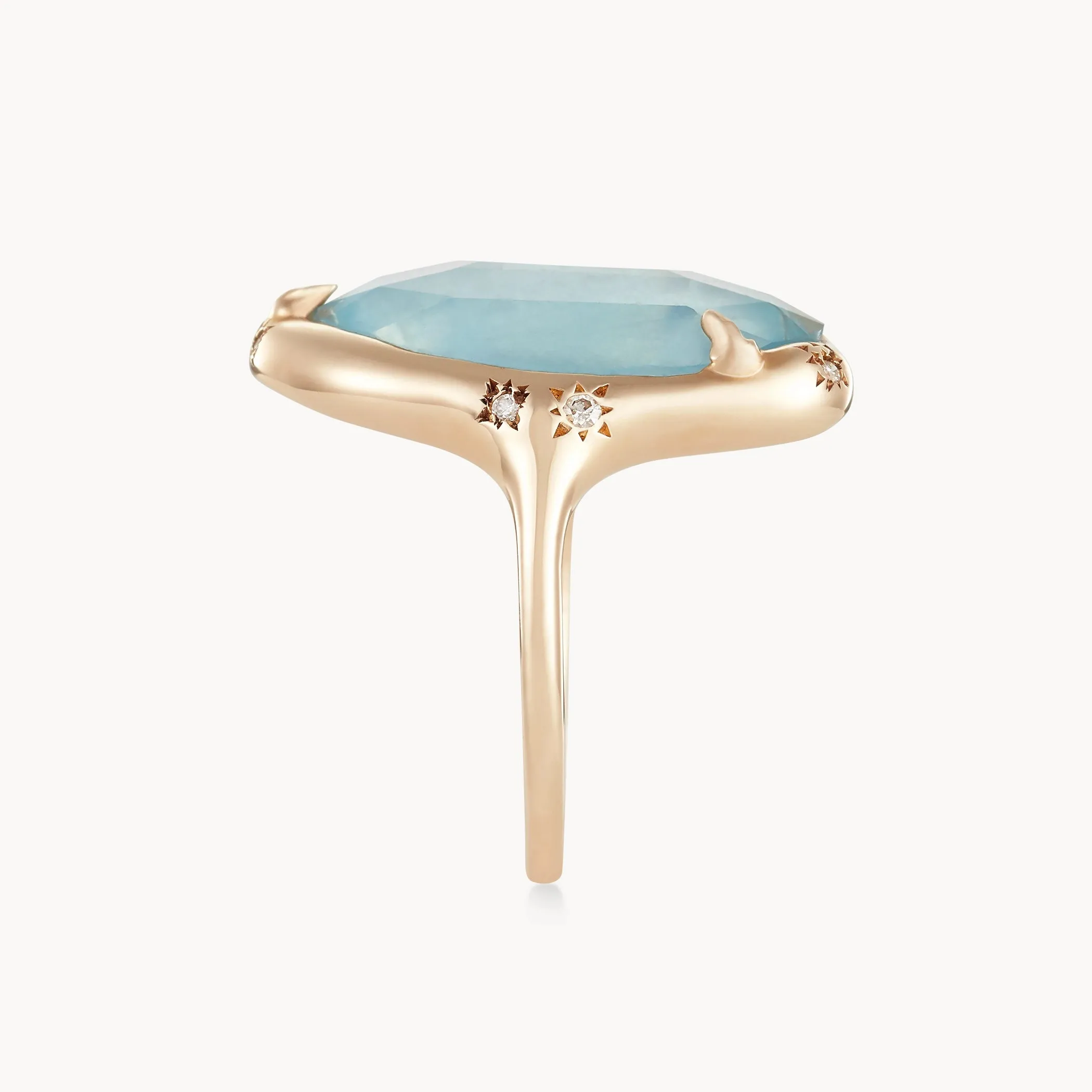 aquamarine manifestation mood ring - 14k yellow gold, aquamarine, diamonds