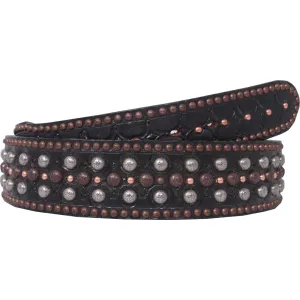 B081 - Black Leather Tooled Belt