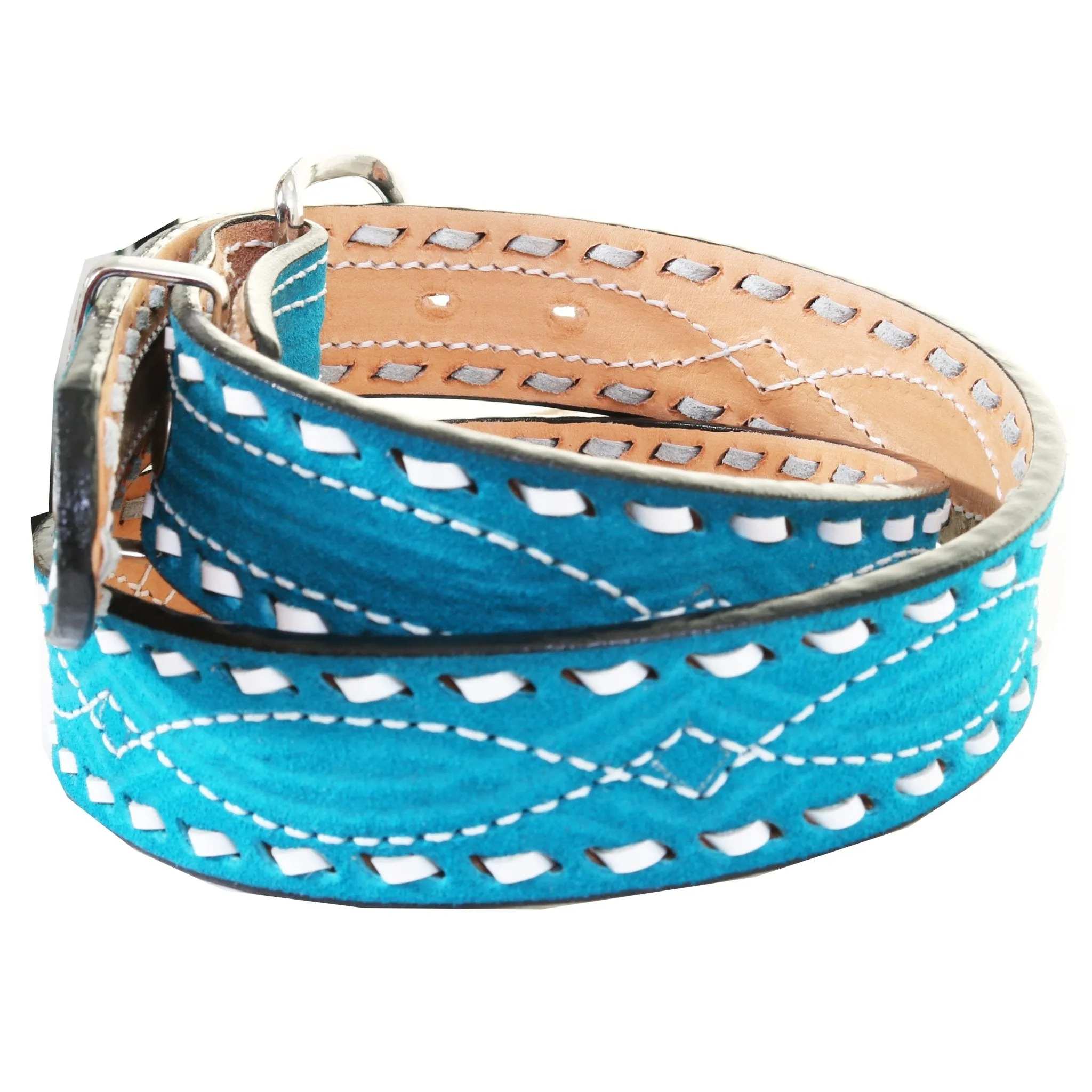 B1225A - Turquoise Blue Suede Belt