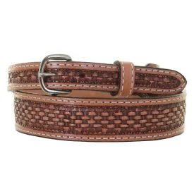B574 - Natural Basket Weave Tooled Belt