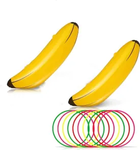 Bachelorette Party Favor Girls Night Out Party Games - Ring Toss Hoopla Games for Bachelorette Party Swimming Pool (Include 2 Pieces Inflatable Banana with 9 Pieces Plastic Toss Rings)