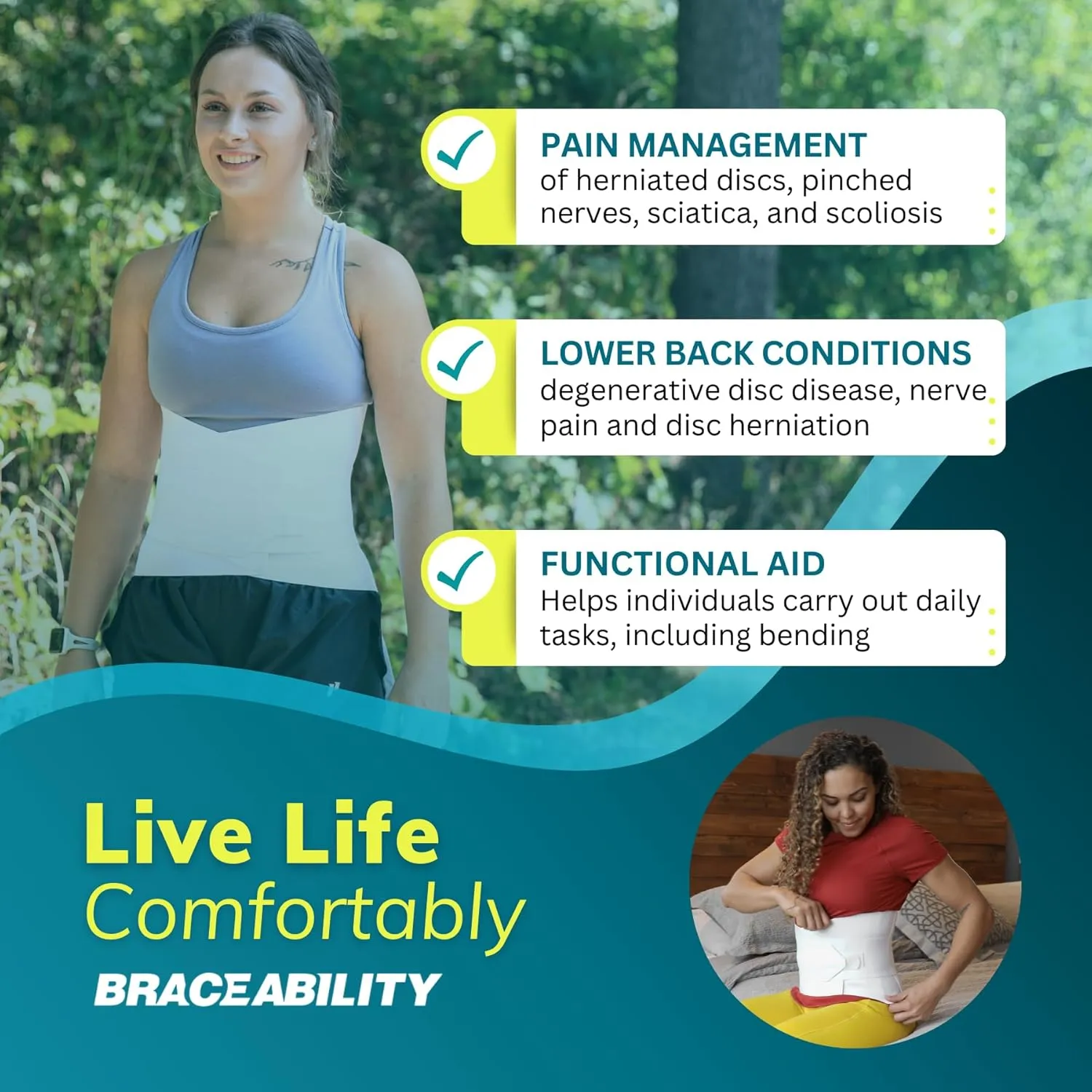 BraceAbility Lower Back Pain Brace - Wraparound Lumbar Support Belt for Herniated or Bulging Discs Treatment, Pinched Nerve Relief, Degenerative Disc Disease and Hip Strains for Men and Women (S)