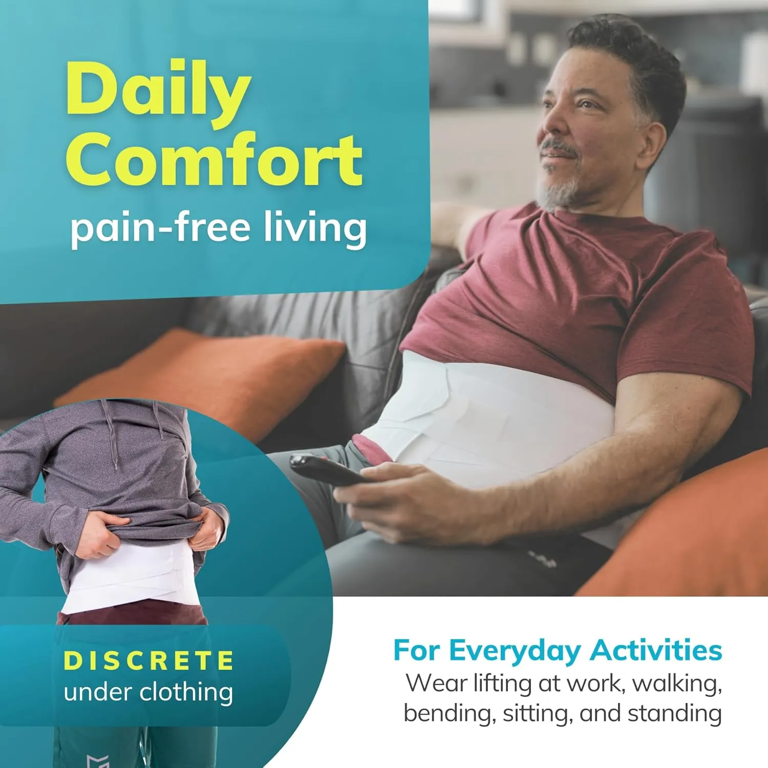 BraceAbility Lower Back Pain Brace - Wraparound Lumbar Support Belt for Herniated or Bulging Discs Treatment, Pinched Nerve Relief, Degenerative Disc Disease and Hip Strains for Men and Women (S)
