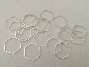 Brass Linking Ring Hexagon 18mm Bright SIlver