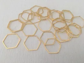 Brass Linking Ring Hexagon 18mm Gold