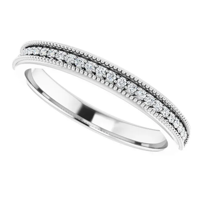 Channel Set Milgrain Round Anniversary Band