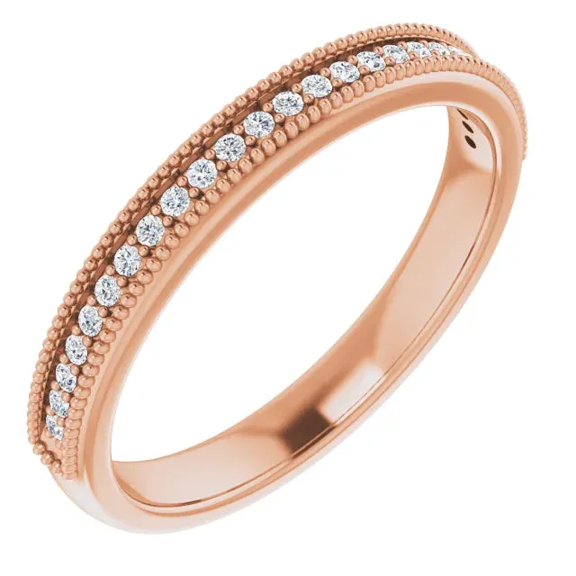 Channel Set Milgrain Round Anniversary Band