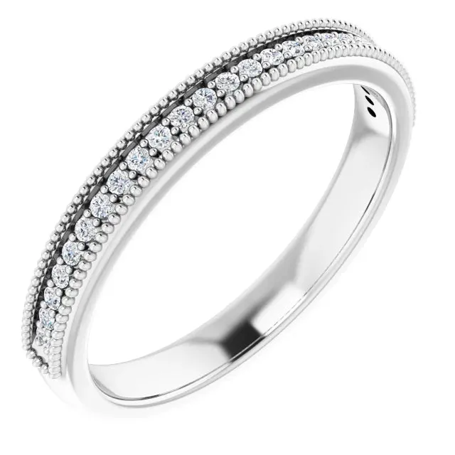 Channel Set Milgrain Round Anniversary Band