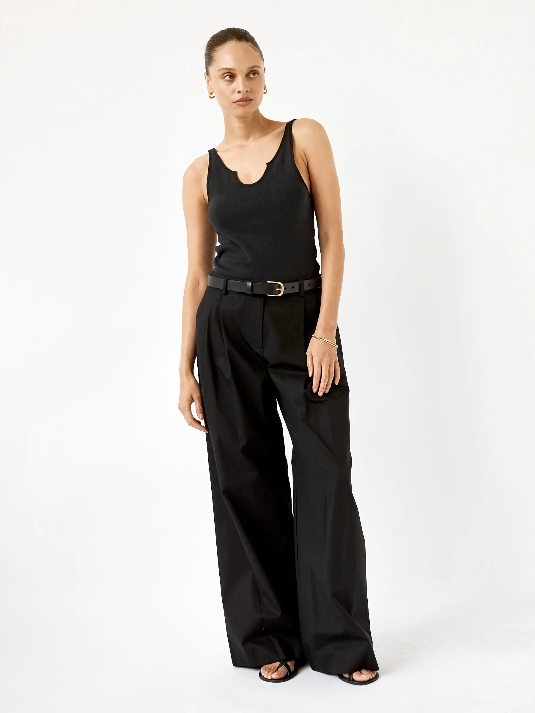 Classic Leather Belt - Black and Brass