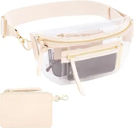 Clear Fanny Pack for Women - Fashionable Clear Bag for Stadium Events w/Privacy Pouch - Lightweight See-Through Bag w/Adjustable Strap - Stadium Approved Portable Belt Bags for Events