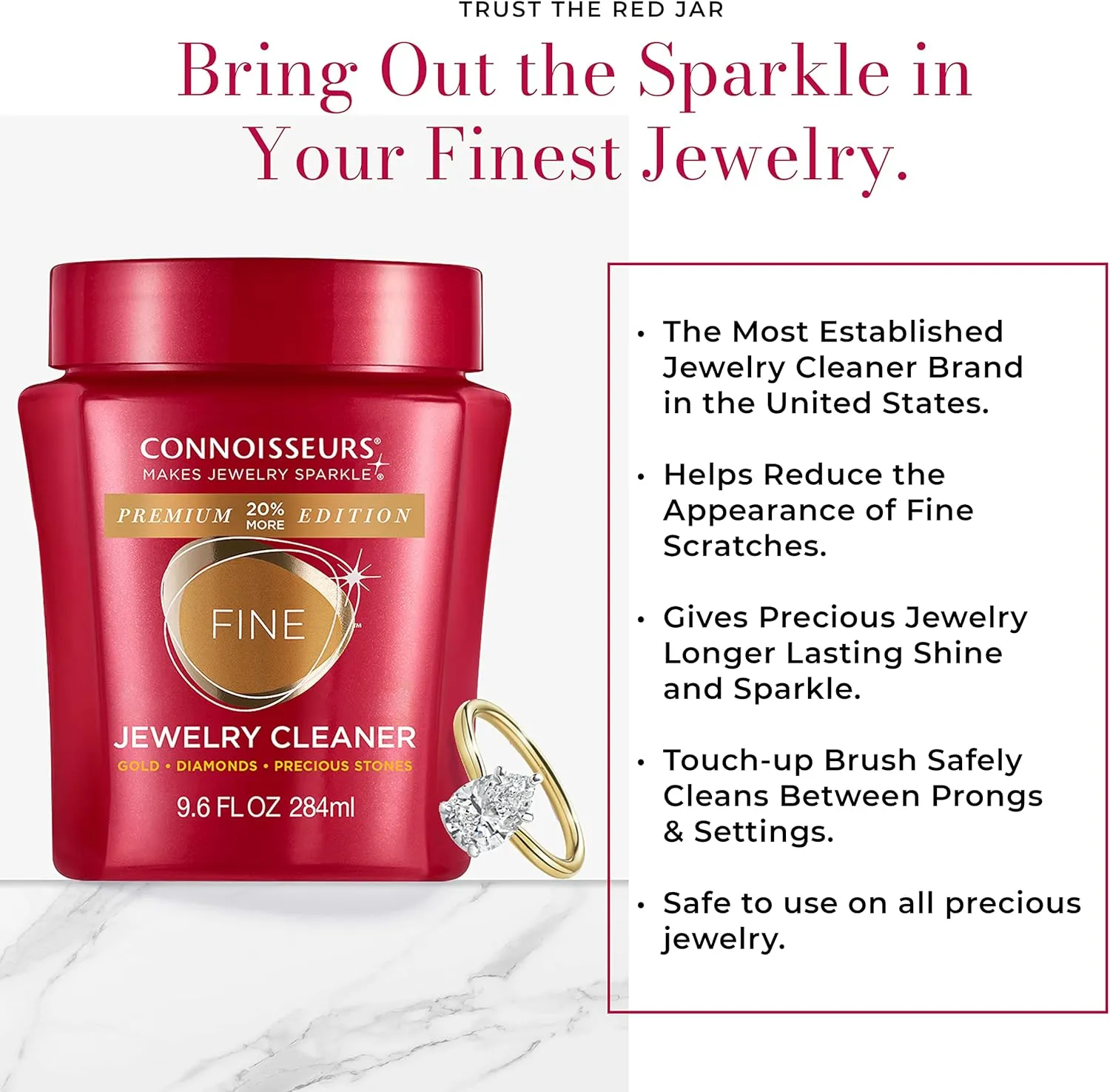 CONNOISSEURS Premium Edition Jewelry Cleaner, Value Size 9.6oz - Pick from Fine, Silver or Delicate Jewelry Cleaner